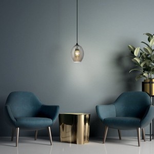 Lampa wisząca CADAQUES szklana czarne-transparentny E27