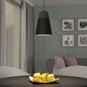 Lampa wisząca CANTERRAS metalowa czarny szary biały E27
