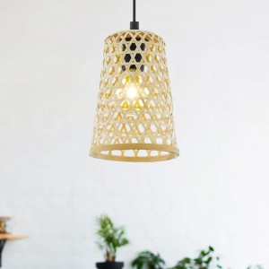 Lampa wisząca CLAVERDON drewniana naturalny E27
