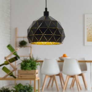 Lampa wisząca ROCCAFORTE metalowa czarny złoty E27