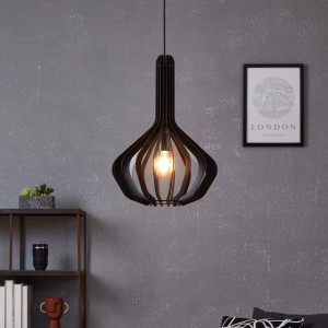 Lampa wisząca VELASCO drewniana czarny E27