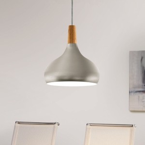 Lampa wisząca SABINAR metal drewno szczotkowany srebrny E27