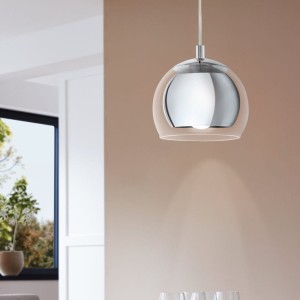 Lampa wisząca ROCAMAR szkło metal przezroczysty chrom E27