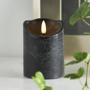 Świeca LED woskowa FLAMME RUSTIC Czarna 10cm na baterie