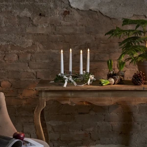 Zestaw 4x świeca LED woskowa FLAMME SLIM Biała 20 cm z pilotem