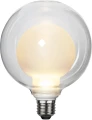 Żarówka LED E27 G125 z funkcją ściemniania, średni poziom jasności, równomierne rozproszenie światła.