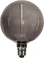 Dekoracyjna żarówka LED filament E27 w kulistej przydymionej bańce z widocznym pionowym filamentem na jasnym tle.