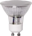 Żarówka LED GU10 z przezroczystą, ryflowaną soczewką, reflektor punktowy do oświetlenia roślin i wnętrz, na białym tle.