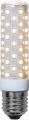 Żarówka LED E27 typu corn świecąca, widoczne diody LED, ciepłe białe światło, energooszczędne źródło światła do lamp i opraw.