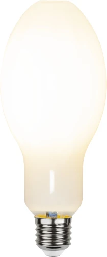 Żarówka LED E27 duża matowa, ciepła biała barwa światła, mleczna powierzchnia, dekoracyjne źródło światła, widok na białym tle.