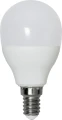 Żarówka LED E14 biała matowa, klasyczna forma, jednolite światło, widok produktu na białym tle.