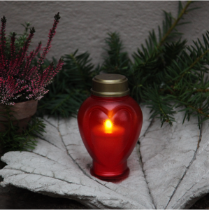 Znicz LED SERENE Czerwony 15cm 1200h na baterie IP44