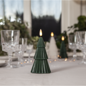 Świeca LED woskowa Choinka FLAMME GRANY Zielona 15cm na baterie