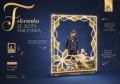 Podświetlana fotoramka z geometryczną śnieżynką, złotymi detalami i miejscem na personalizowany napis. Wewnątrz ramy widoczne osoby robiące zdjęcie w świątecznej aranżacji miejskiej.