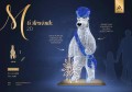 Infografika iluminacji LED Miś Strażnik 2D – dekoracja świąteczna w formie uśmiechniętego misia strażnika o wysokości 3 m, z beretem, szarfą i śnieżynką świetlną, 2350 punktów LED, idealna do przestrzeni miejskich.
