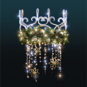 Dekoracja latarniowa 3D LED Korona Z Girlandą 1,3m wysokości AM-130149