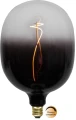 Żarówka LED E27 globe z czarnym gradientem szkła i spiralnym filamentem, oznaczenie dimmer compatible, ujęcie na jasnym tle.