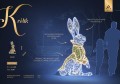Dekoracja wielkanocna LED królik 3D – iluminacja świetlna zająca wielkanocnego wykonana z tysięcy punktów LED, dekoracja miejska do parków, rynków i stref świątecznych, wysokość 2,1 m, szerokość 1,22 m, model ID 117862.