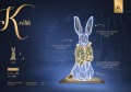 Dekoracja wielkanocna LED królik 3D – iluminacja świetlna zająca wielkanocnego wykonana z kilkuset punktów LED, dekoracja do parków, rynków i przestrzeni miejskich, wysokość 2 m, szerokość 1,2 m, model ID 126895.