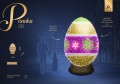 Pisanka 3D LED o wysokości 2,6 m i szerokości 1,7 m, dekoracja wielkanocna z barwnymi pasami i motywami kwiatowymi, wizualizacja z oznaczeniem parametrów technicznych.