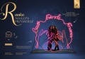 Fotopunkt LED w formie neonowej ramy Best Friends z różowym światłem liniowym, metalową konstrukcją i platformą, przeznaczony do sesji zdjęciowych w przestrzeni publicznej.