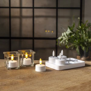 Zestaw 6x świeca LED Tealight FLAMME CHARGE akumulatorowe ze stacją ładowania