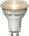 Żarówka LED GU10 Spotlight Glass emitująca ciepłe białe światło, szklany reflektor.