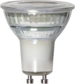Żarówka LED GU10 typu spot, kompaktowa konstrukcja z odbłyśnikiem, energooszczędne źródło światła do opraw sufitowych i kinkietów.