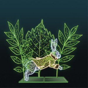 Iluminacja wolnostojąca LED Kompozycja z Zającem 2D 3,1m wysokości AM-153026