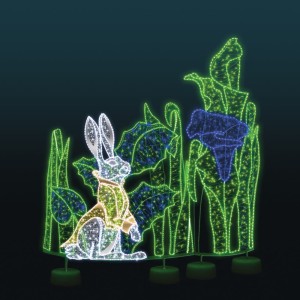 Iluminacja wolnostojąca LED Kompozycja z Zającem 2D 3,4m wysokości AM-153020