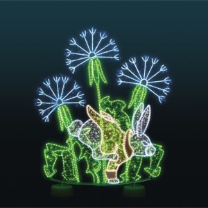 Iluminacja wolnostojąca LED Kompozycja z Chabrami i Zającem 2D 3,4m wysokości AM-153017