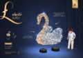 Łabędź LED fotopunkt w eleganckiej formie świetlnej dekoracji 3D, z migoczącymi diodami tworzącymi efekt skrzącego śniegu, dekoracja parkowa do zdjęć przyciągająca uwagę białym i ciepłym światłem. ID 127080.