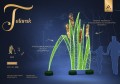 Tatarak LED dekoracyjny fotopunkt z podświetlaną formą roślin wodnych, instalacja parkowa do zdjęć ustawiona w przestrzeni miejskiej, przyciągająca uwagę naturalnym światłem i efektowną, zieloną kompozycją. ID 145015.