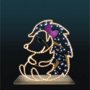 Iluminacja wolnostojąca LED Jeż z Kokardą 2D 1,3m wysokości AM-127083