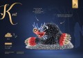 Kret LED fotopunkt w formie świetlnej dekoracji 3D z błyszczącą strukturą, ustawiony na podłożu imitującym ziemię, dekoracja parkowa do zdjęć przyciągająca uwagę kontrastem bieli, czerni i czerwieni. ID 126941.