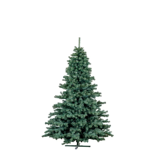 Choinka sztuczna HANA w pełnej wysokości na białym tle, z wyraźnie zaznaczoną symetryczną koroną i gęstym igliwiem PVC.