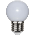 Żarówka LED G45 z mlecznym kloszem i gwintem E27, wyłączona, równomiernie rozpraszająca światło.