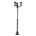 Lampa ogrodowa LATERNA 4 o klasycznej konstrukcji z wysokim słupem i podwójną oprawą latarniową.