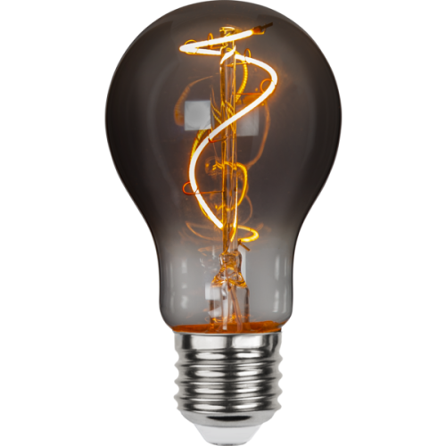 Świecąca żarówka LED Filament A60 3W w dymionym szkle, bardzo ciepła barwa światła 1800K, spiralny żarnik LED, nastrojowe oświetlenie dekoracyjne do girland.