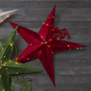 Gwiazda wisząca czerwona VELVET 60cm na baterie