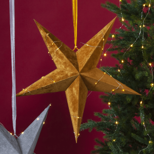 Gwiazda wisząca złota VELVET 60cm na baterie