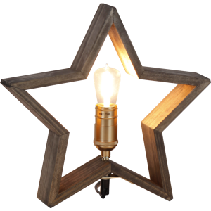 Gwiazda drewniana stołowa brązowa LYSEKIL 30cm wymienne żarówki LED E14