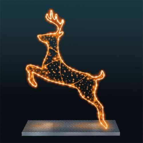 Iluminacja LED Renifer 2D – dekoracja w formie skaczącego renifera o wysokości 180 cm i szerokości 125 cm, 420 LED.