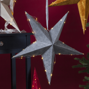 Gwiazda wiząca szara VELVET 60cm na baterie