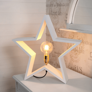 Lampa gwiazda drewniana stołowa biała LYSEKIL 50cm wymienne żarówki LED E27