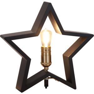 Gwiazda drewniana stołowa czarna LYSEKIL 30cm wymienne żarówki LED E14
