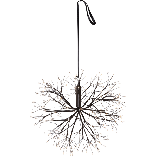 Ażurowa kula świetlna LED o formie rozchodzących się gałązek, ozdobiona delikatnymi punktami światła. Nowoczesna, dekoracyjna ozdoba o lekkiej, przestrzennej konstrukcji.