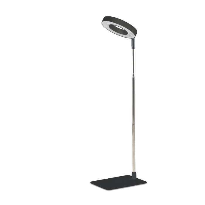Lampa LED VERDI V2 5W na podstawie, widok produktu bez doniczki. Teleskopowa konstrukcja, regulowany panel LED i minimalistyczny biały design do domowych upraw roślin.