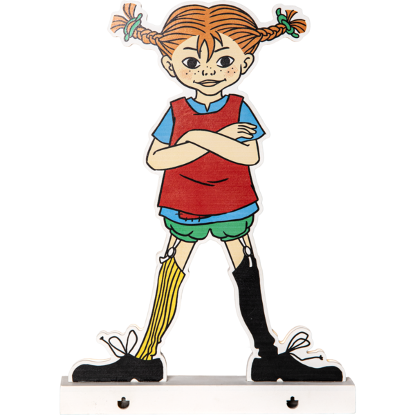 Sylwetka Pippi Pończoszanki w formie lampki dekoracyjnej, kolorowa i wyrazista, stanowi oryginalny akcent do pokoju dziecka.