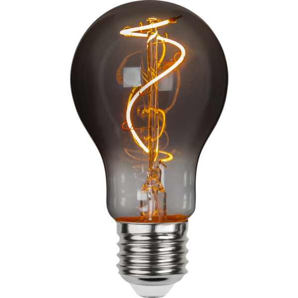 Świecąca żarówka LED Filament A60 3W w dymionym szkle, bardzo ciepła barwa światła 1800K, spiralny żarnik LED, nastrojowe oświetlenie dekoracyjne do girland.